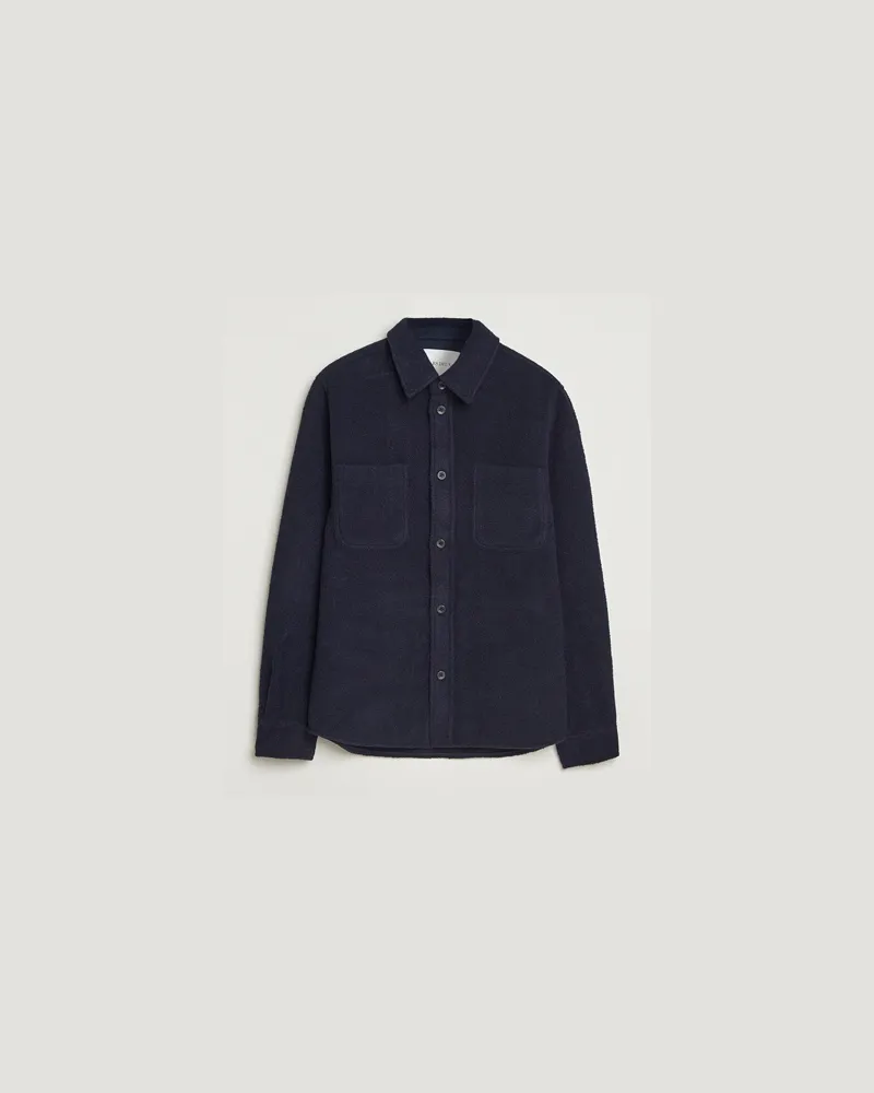 LES DEUX Lennon Bouclé Overshirt Navy Blau