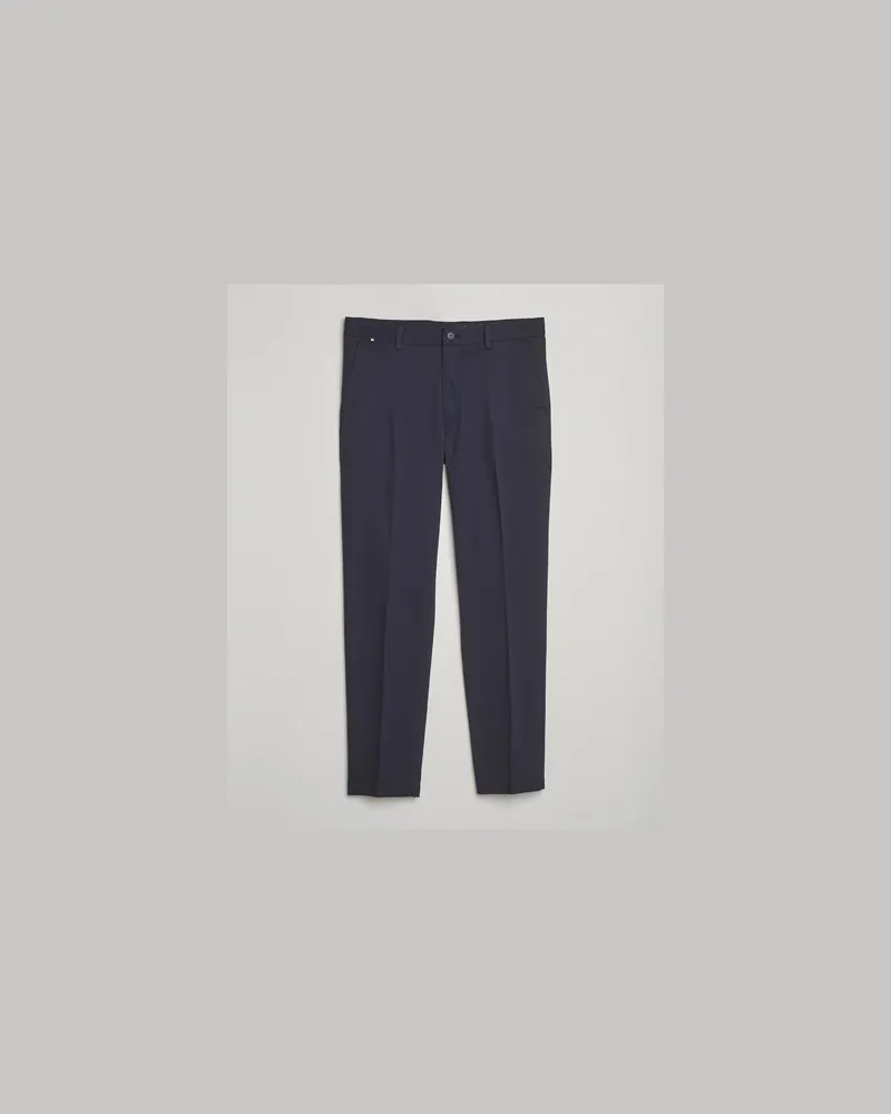 HUGO BOSS Kane Brushed Cotton Pleated Trousers Dark Blue Blau