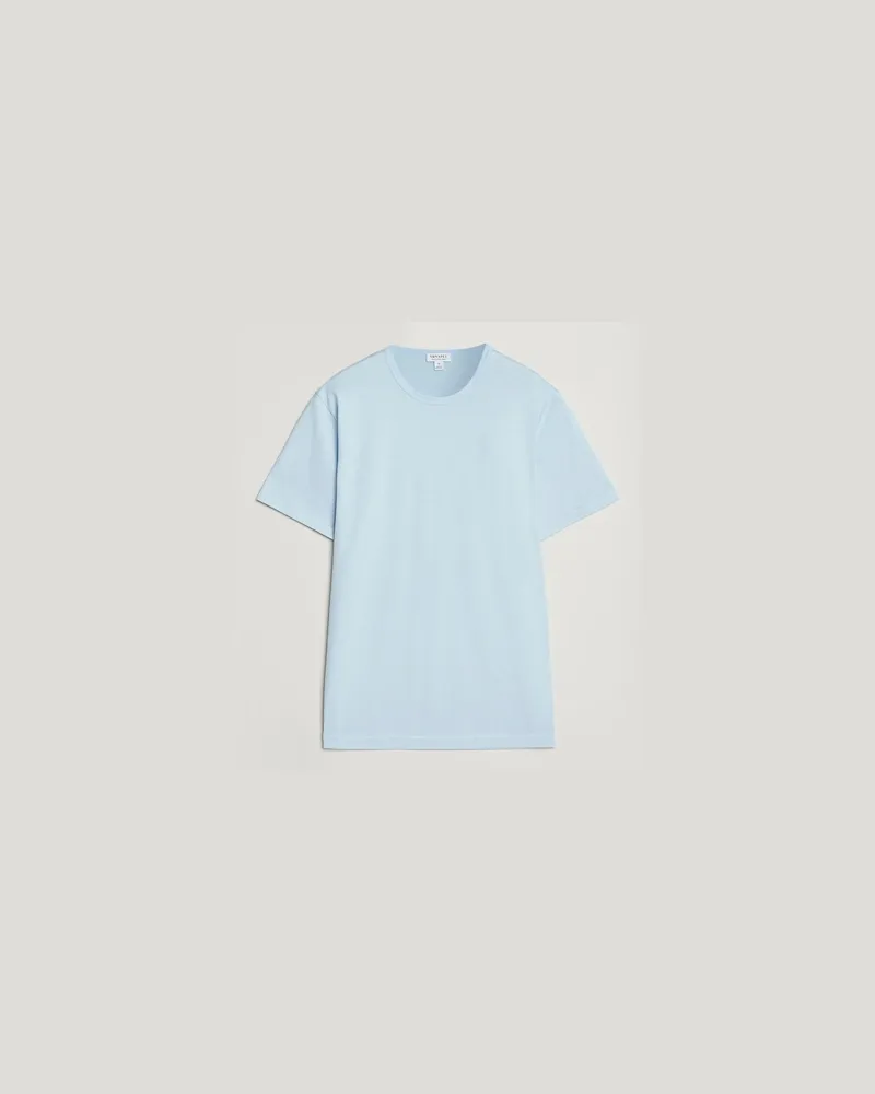 Sunspel Crew Neck Q82 Cotton T-Shirt Frost Blue Blau