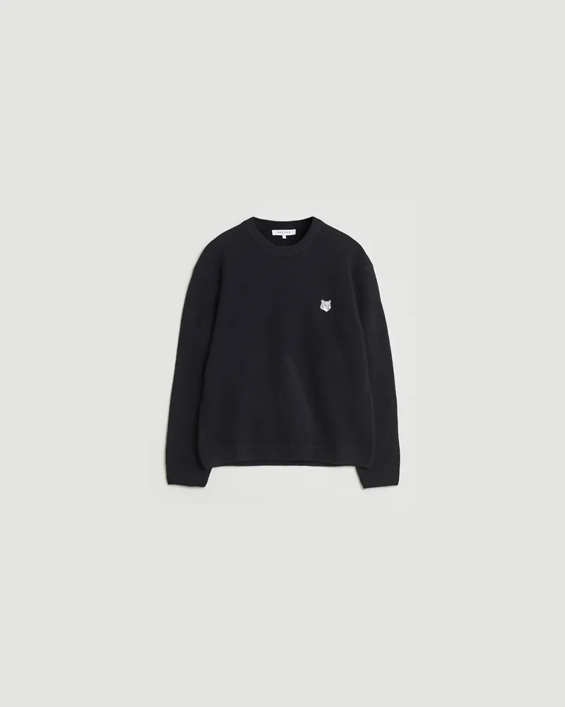 Kitsuné Grey Fox Head Lambswool Sweater Black Schwarz