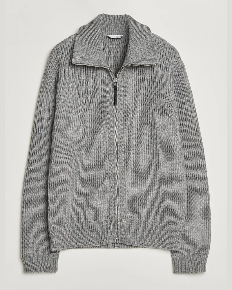 Tiger of Sweden Niall Wool Heavy Knitted Full Zip Grey Melange Grau
