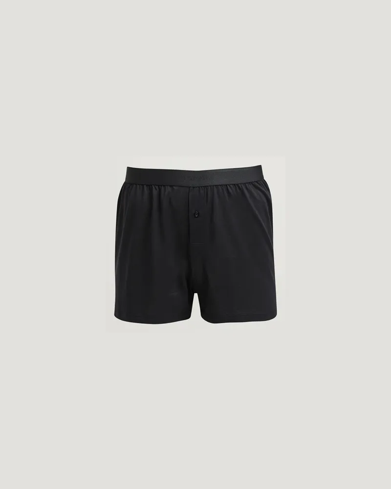 Sunspel Superfine One Button Boxer Black Schwarz