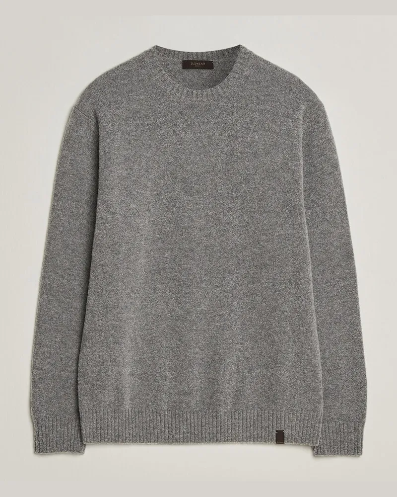 Zanone Wool Boucle Crew Neck Grey Melange Grau