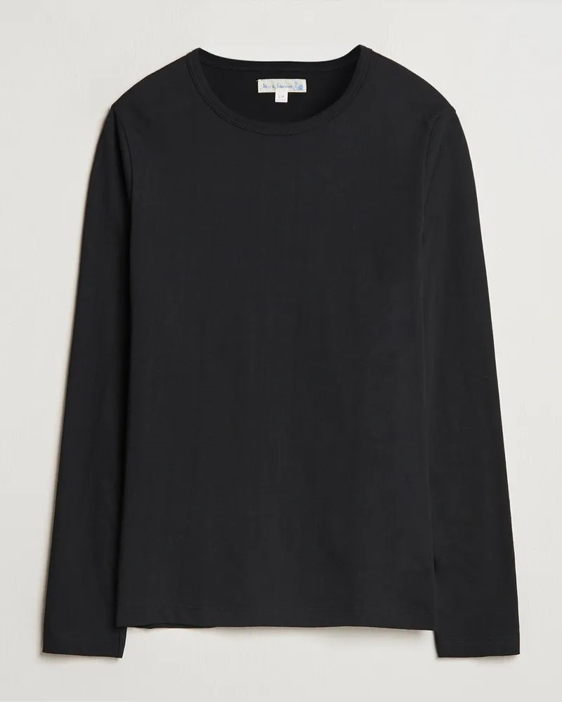 Merz b. Schwanen 1950s Classic Loopwheeled Longsleeve T-Shirt Black Schwarz