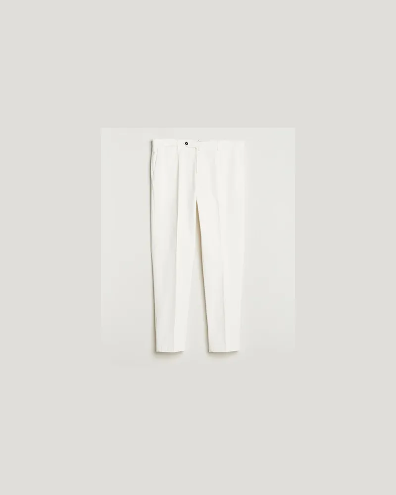 Briglia 1949 Easy Fit Pleated Cotton Stretch Chino Off White Weiß