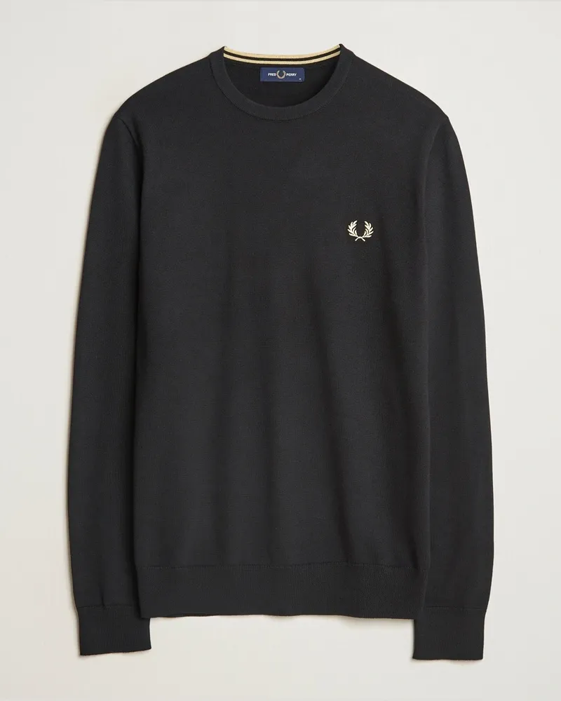 Fred Perry Classic Crew Neck Jumper Black Schwarz