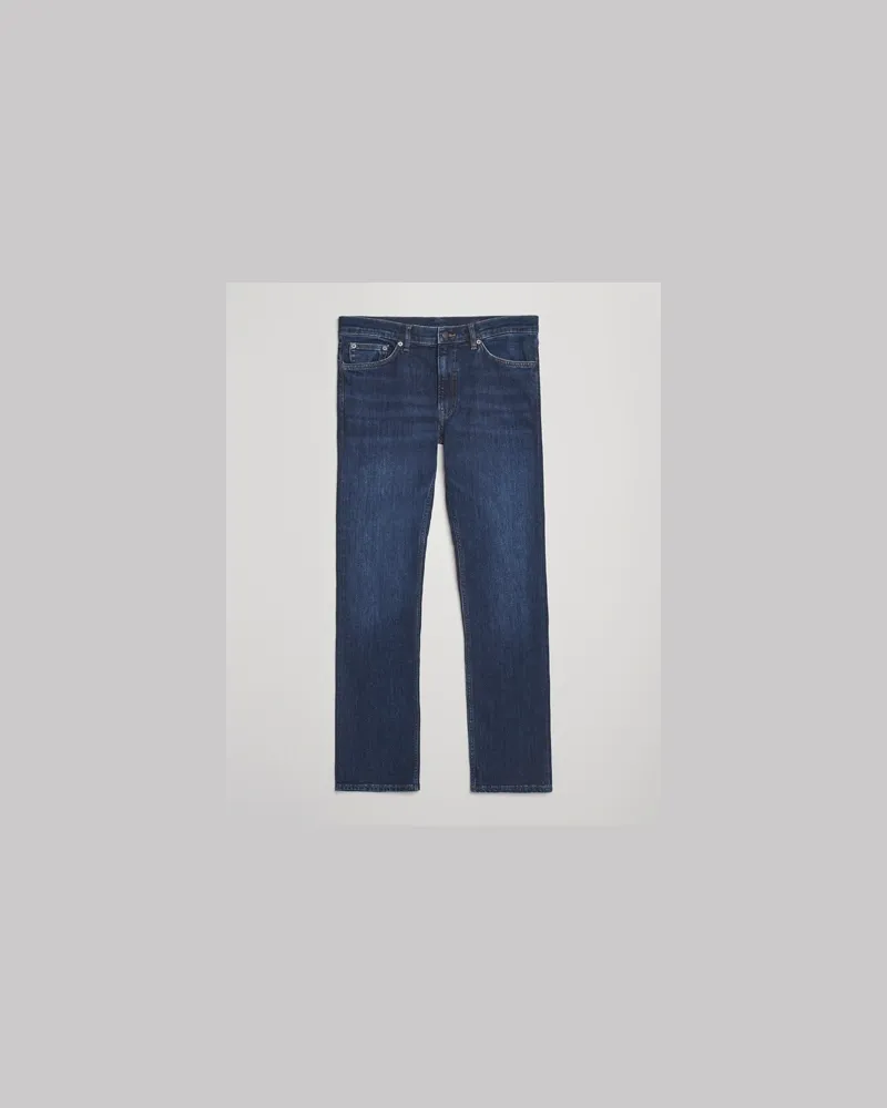 Gant Regular Fit Jeans Dark Blue Worn In Blau