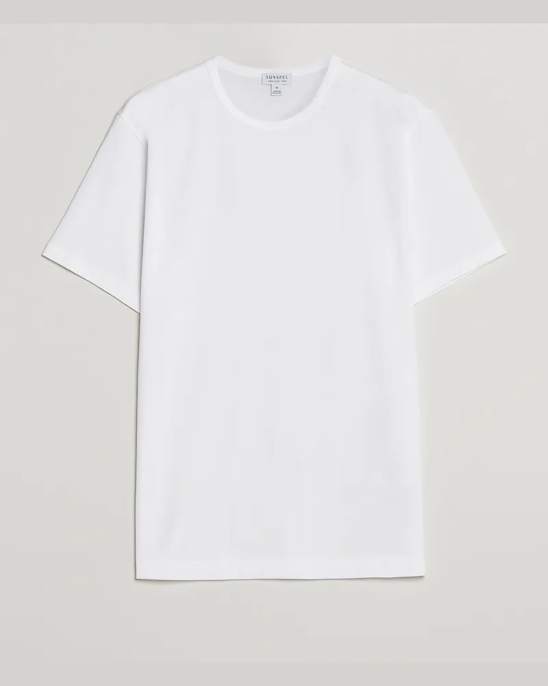 Sunspel Crew Neck Q82 Cotton T-Shirt White Weiß
