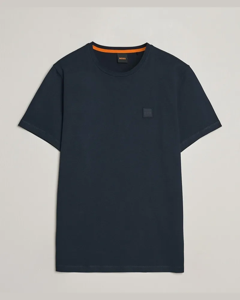 HUGO BOSS Tales Logo Crew Neck T-Shirt Dark Blue Blau