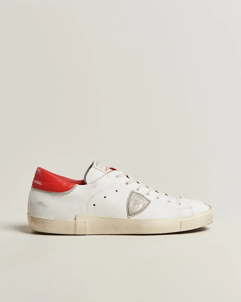 Philippe Model PRSX Low Top Canvas Mix Sneaker White/Red Weiß