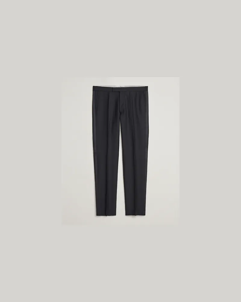 Oscar Jacobson Denz Wool Tuxedo Trousers Black Schwarz