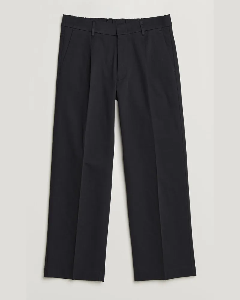NN 07 Kay Relaxed Fit Pleated Cotton Trousers Navy Blue Blau