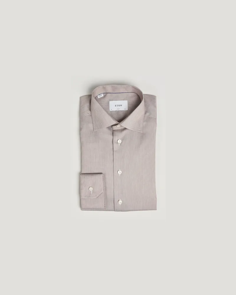 Eton Slim Fit Signature Twill Paspoal Shirt Beige Beige