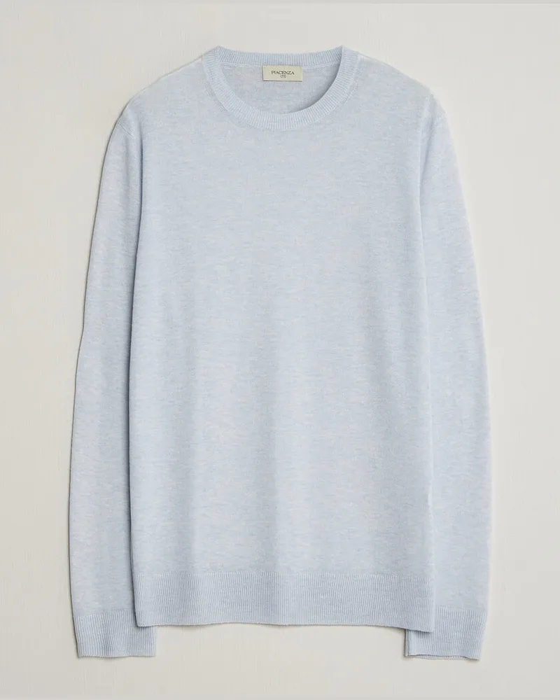 Piacenza Cashmere Soft Silk/Cashmere Crew Neck  Sky Blue Blau