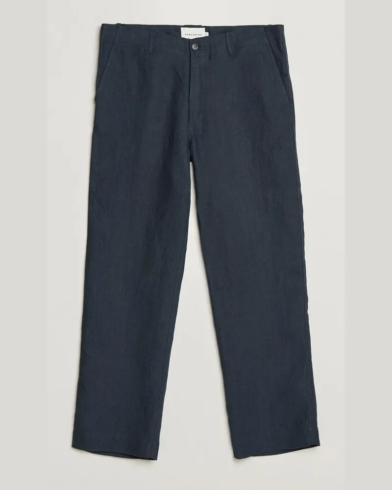 Peregrine Windsor Linen Trousers Navy Blau