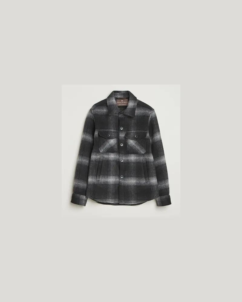 Oscar Jacobson Maverick Checked Wool Shirt Jacket Grey Grau