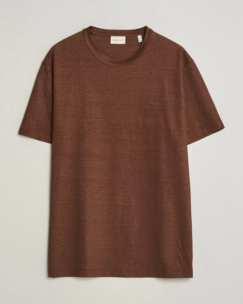 Gant Linen T-Shirt Mahogany Brown Braun