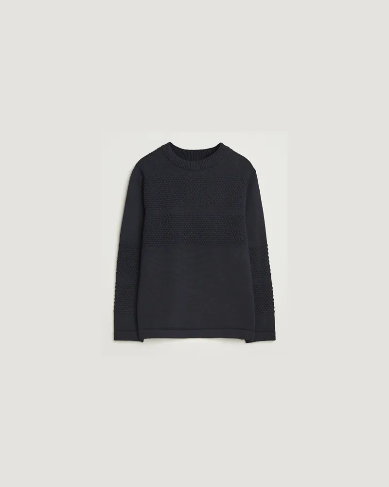 S.N.S Herning S.N Herning Fisherman Wool Crew Neck Navy Blau