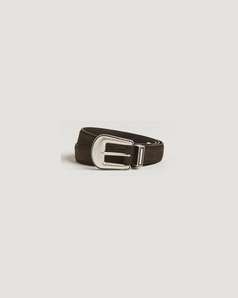 Anderson's Western Suede Belt 2,5 cm Dark Brown Braun