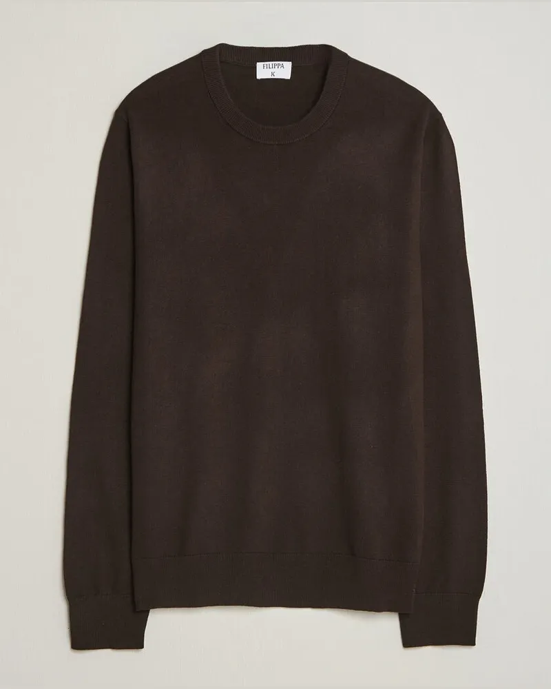 Filippa K Cotton Merino Knitted Sweater Dark Chocolate Braun