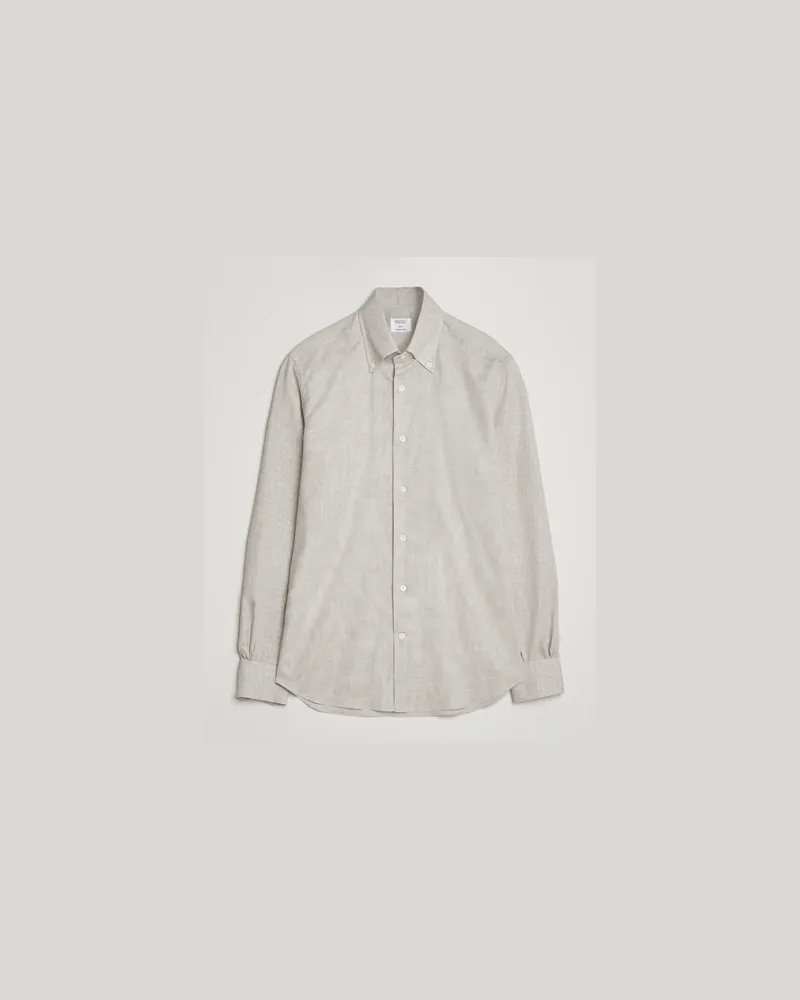 MAZZARELLI Soft Flannel Button Down Shirt Beige Beige
