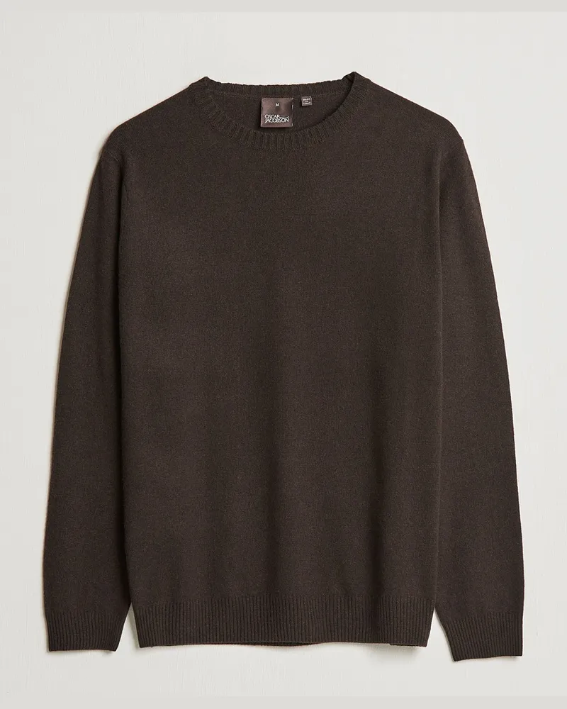 Oscar Jacobson Valter Wool/Cashmere Round Neck Brown Braun