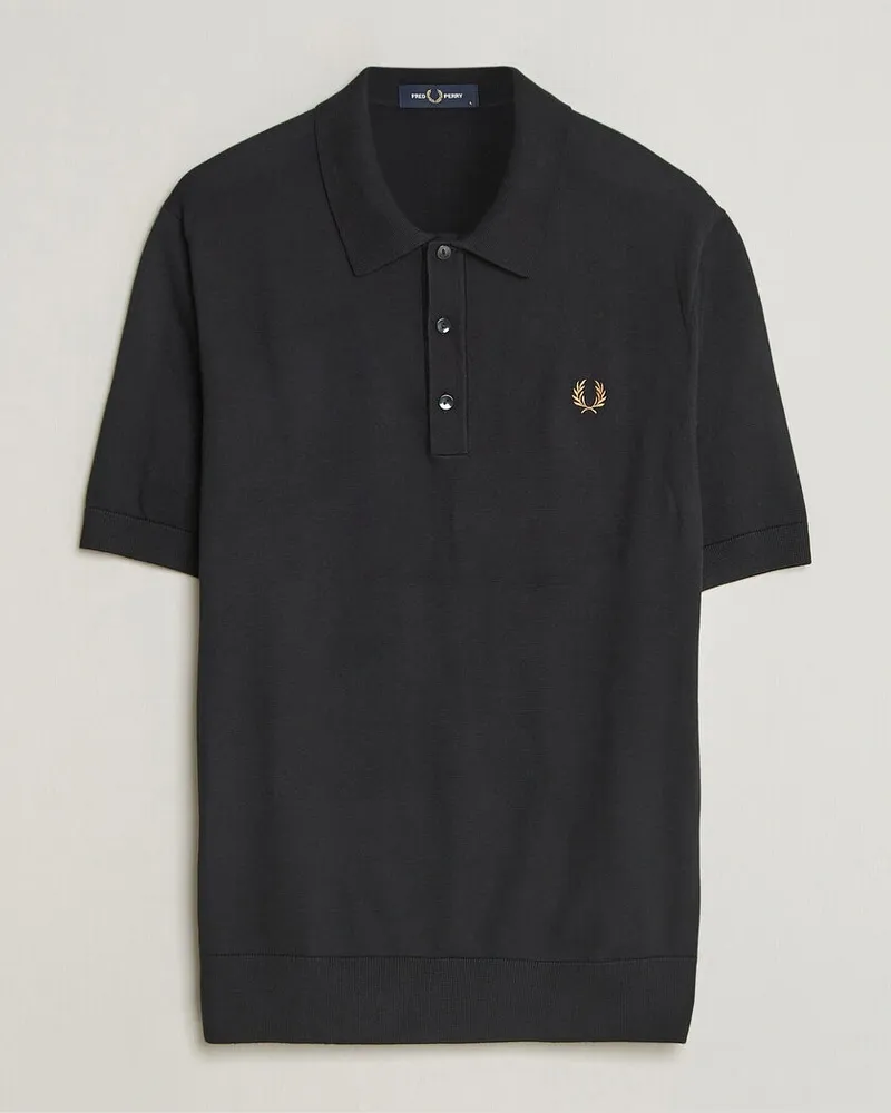 Fred Perry Cotton Knitted Polo Black Schwarz