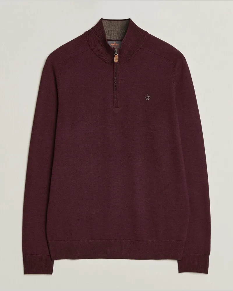 Morris John Merino Half Zip Wine Red Rot