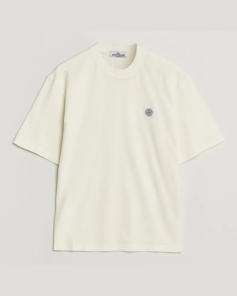 Stone Island Combed Organic Cotton T-Shirt Ivory Weiß