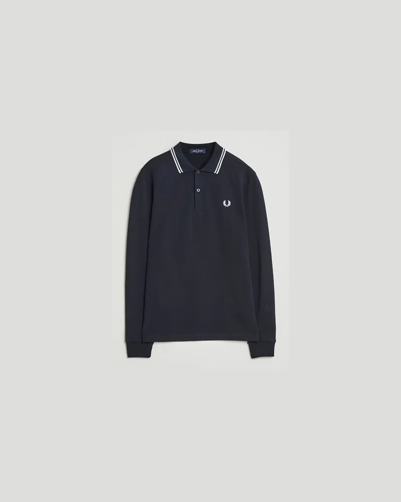Fred Perry Twin Tipped Long Sleeve Polo Shirt Navy Blau