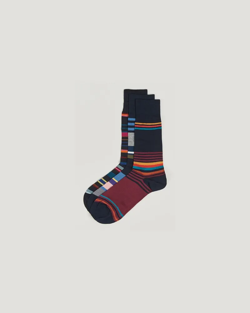 Paul Smith 3-Pack Striped Sock Multi Mehrfarbig