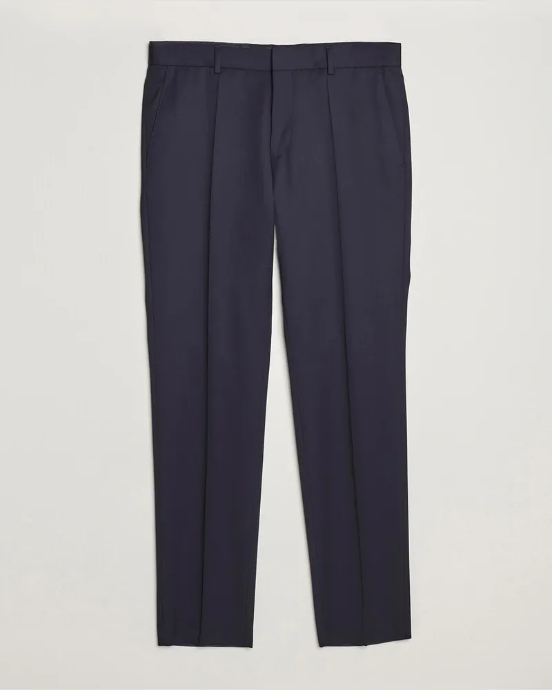 HUGO BOSS Genius Slim Fit Wool Trousers Dark Blue Blau