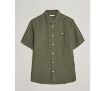 Regular Kurzarm Leinen Shirt Burned Olive