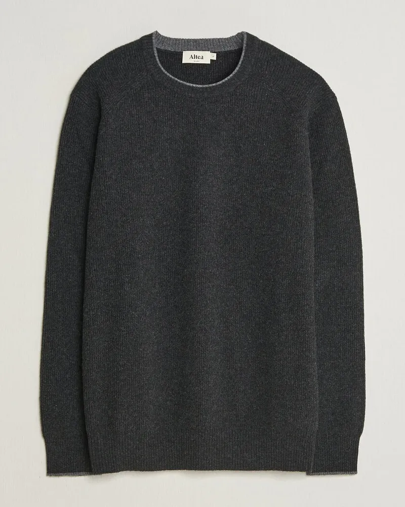 Altea Rib Wool Raglan Sweater Charcoal Grau