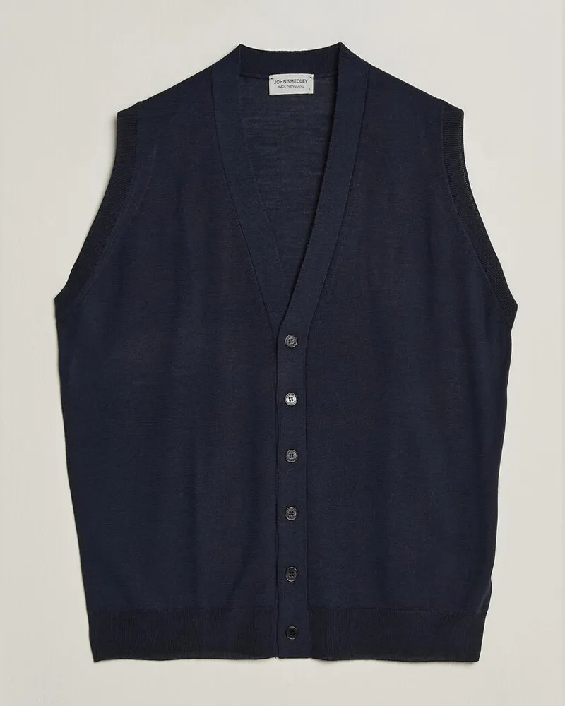 John Smedley Bolton Extra Fine Merino Waistcoat Midnight Blau
