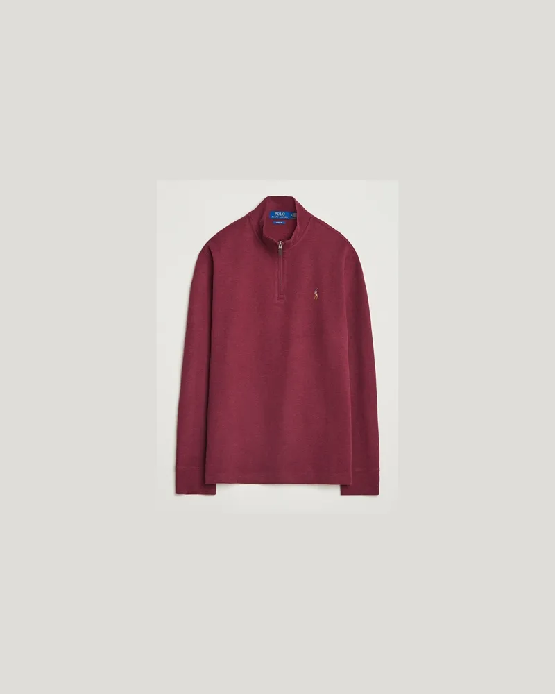 Ralph Lauren Double Knit Jaquard Half Zip Sweater Wine Heather Rot