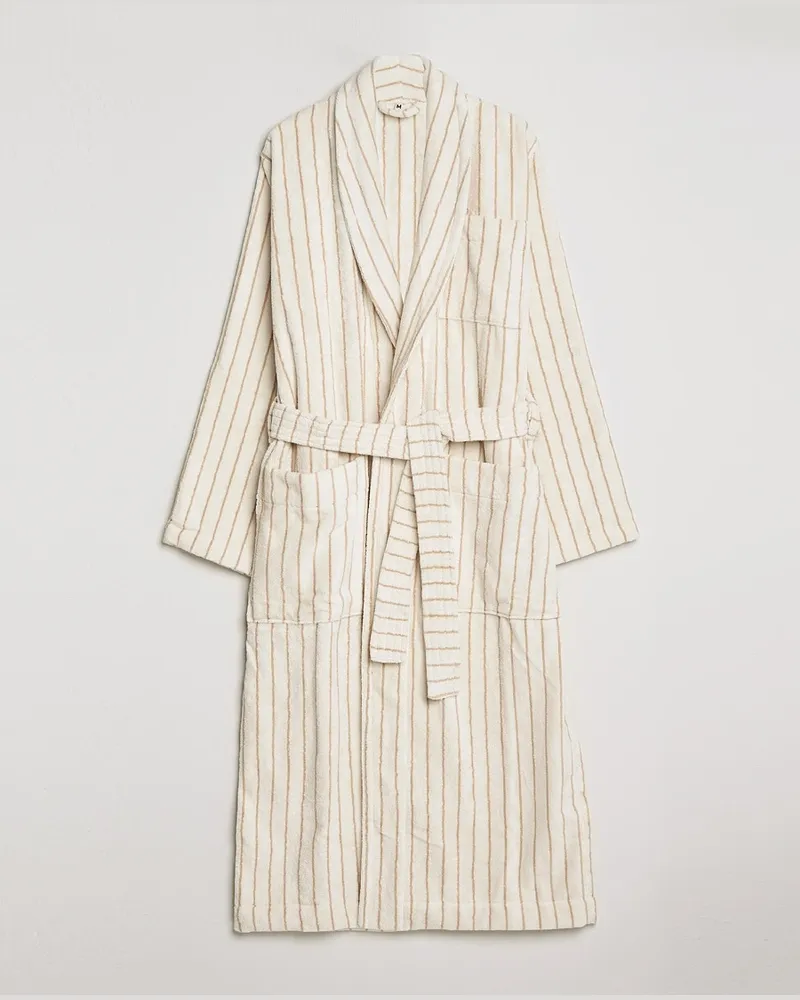 TEKLA Organic Terry Classic Bathrobe Sienna Stripes Weiß