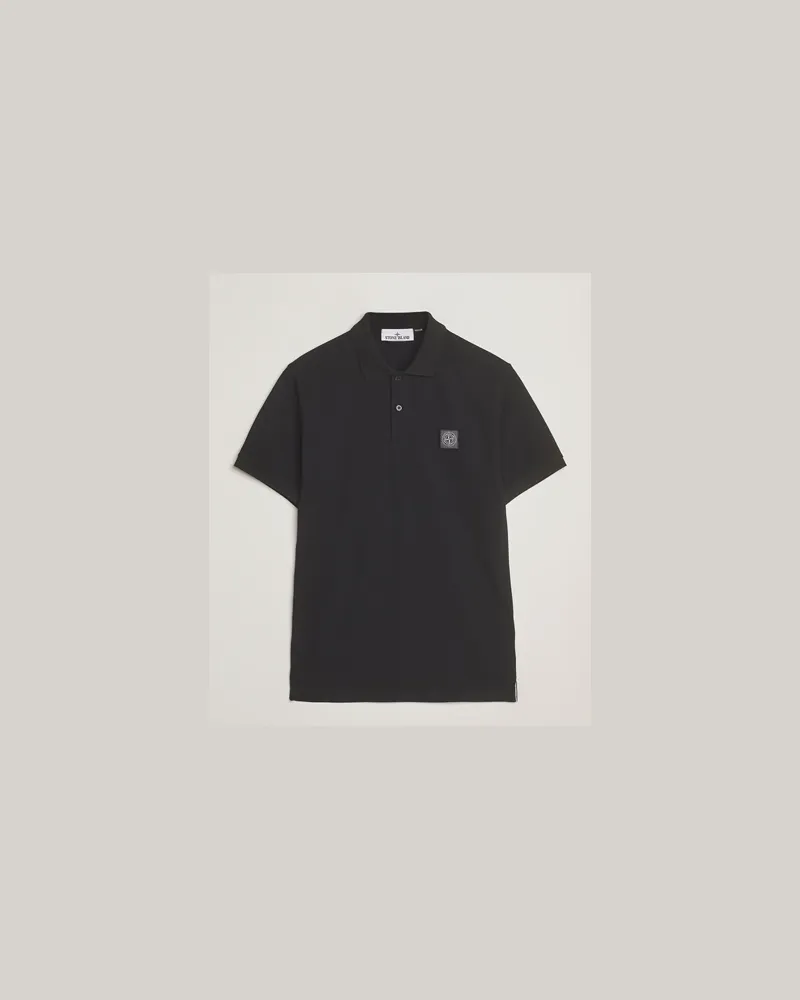 Stone Island Organic Cotton Pique Polo Black Schwarz