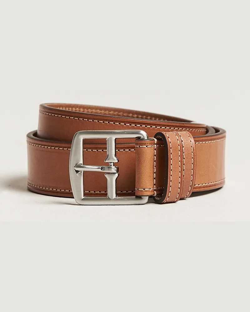 Anderson's Bridle Stiched 3,5 cm Leather Belt Tan Braun