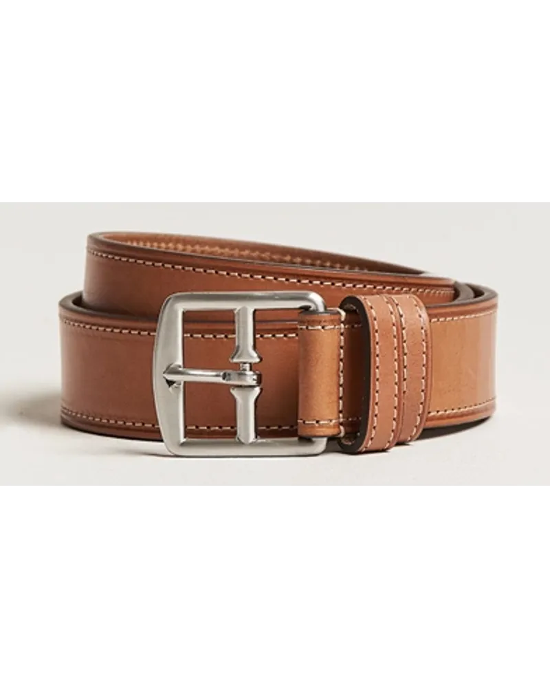 Anderson's Bridle Stiched 3,5 cm Leder Belt Tan Braun