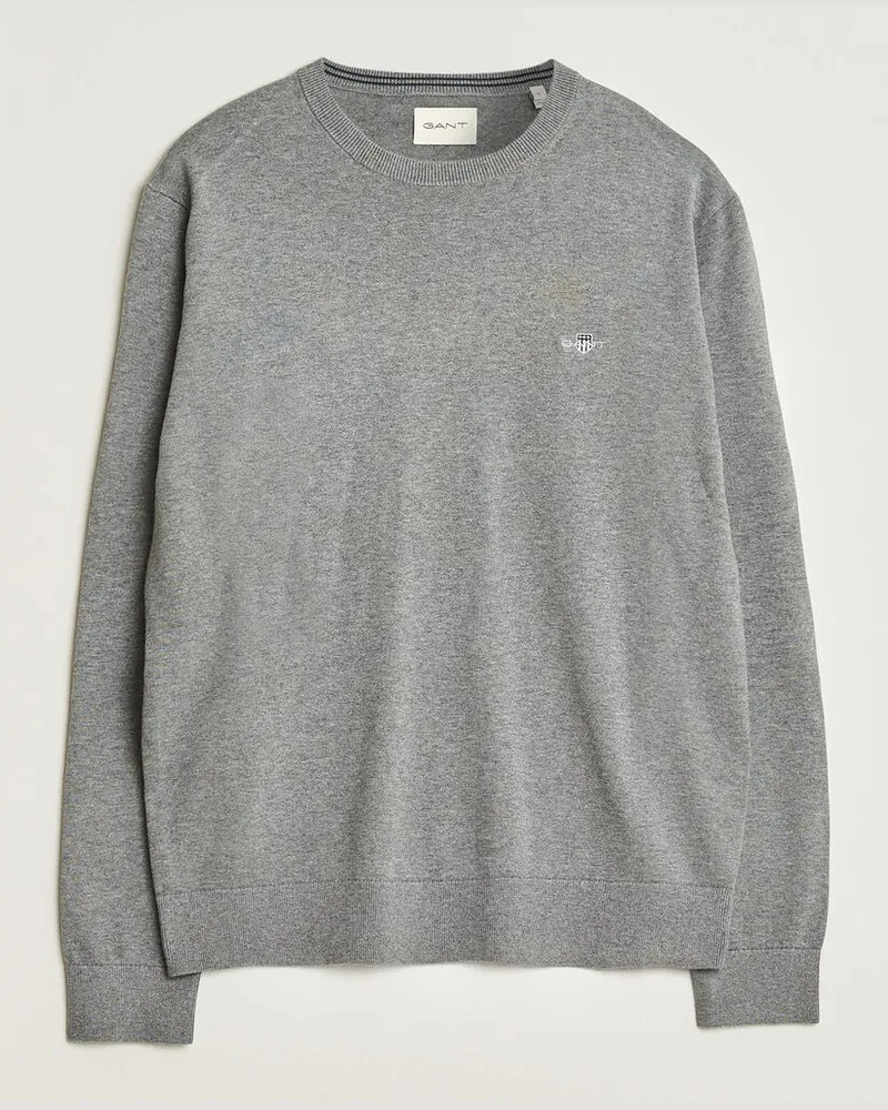 Gant Classic Cotton Crew Neck Dark Grey Melange Grau