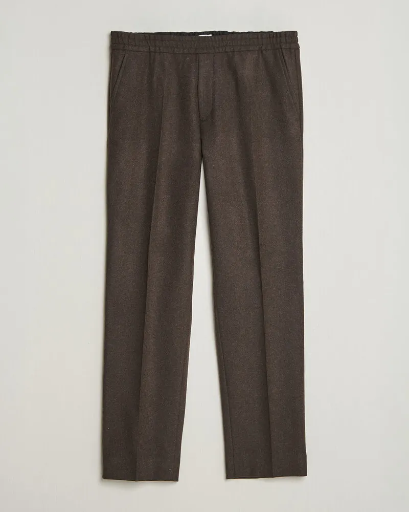 Filippa K Theo Relaxed Flannel Trousers Walnut Brown Braun