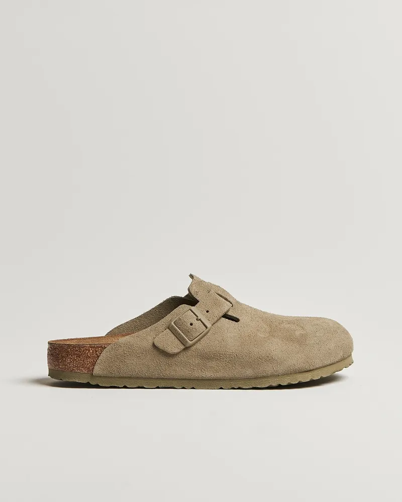Birkenstock Boston Classic Footbed Faded Khaki Suede Beige