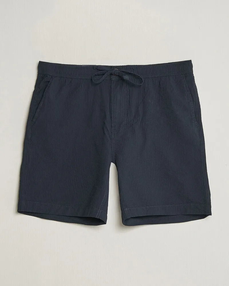Morris Fenix Seersucker Shorts Dark Blue Blau