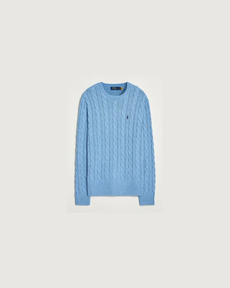 Ralph Lauren Cotton Cable Pullover Soft Royal Heather Blau