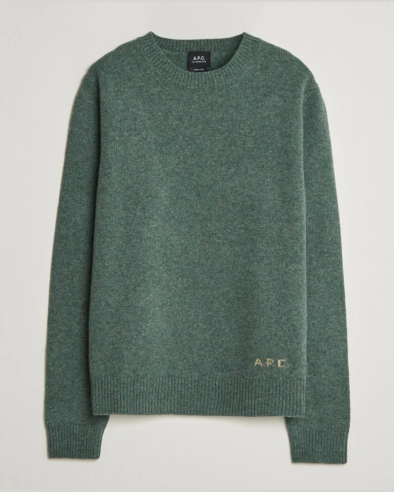 A.P.C. Edmond Wool Knitted Sweater Green Melange Grün