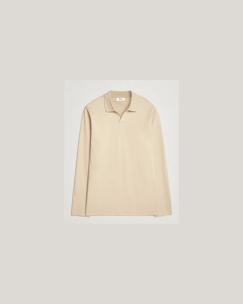NN 07 Paul Long Sleeve Polo White Peppar Beige