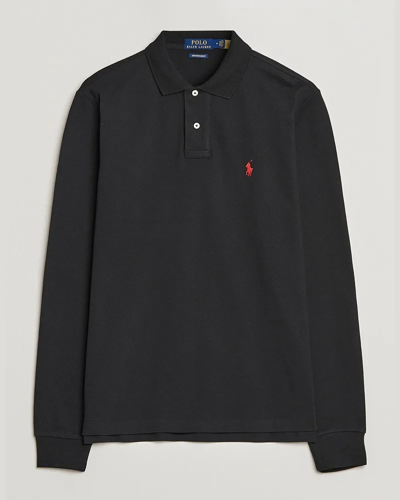 Ralph Lauren Custom Slim Fit Long Sleeve Polo Polo Black Schwarz