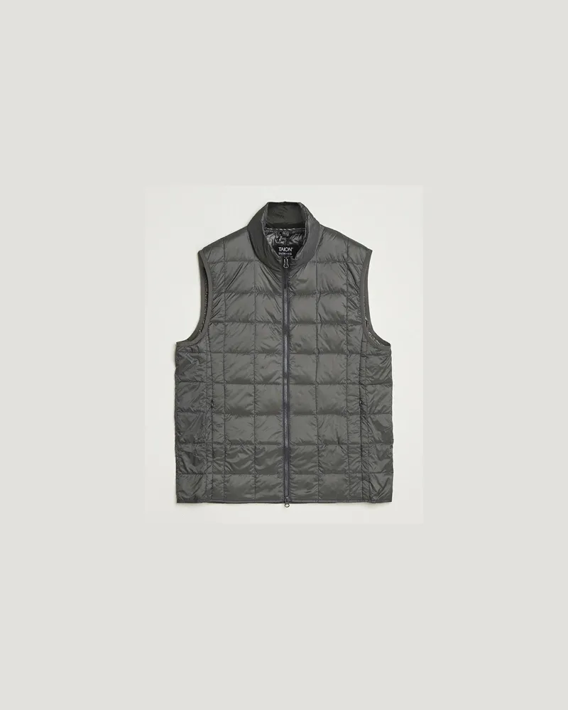 TAION High Neck Full Zip Lightweight Down Vest Dark Grey Grau