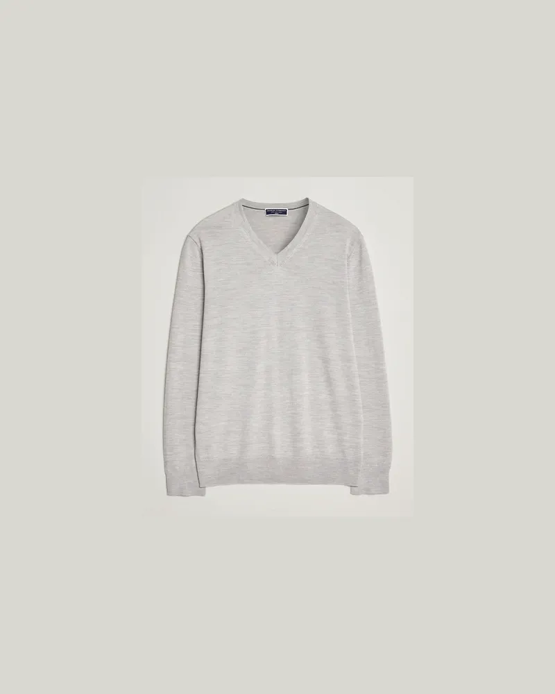 Charles Tyrwhitt Pure Merino V-Neck Jumper Silver Grey Grau